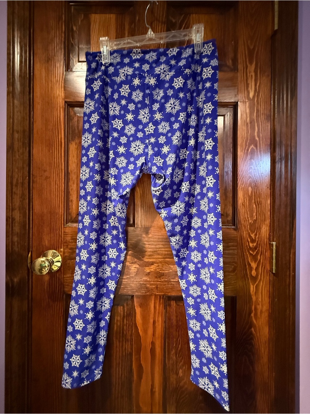 LulaRue Blue Snowflake Leggings